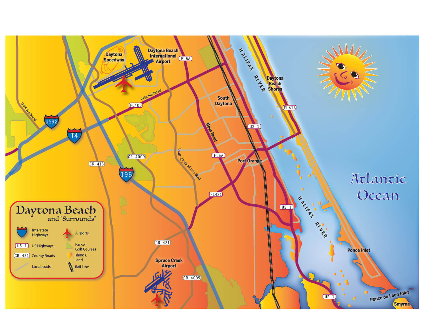 traced art map of Port Orange Florida